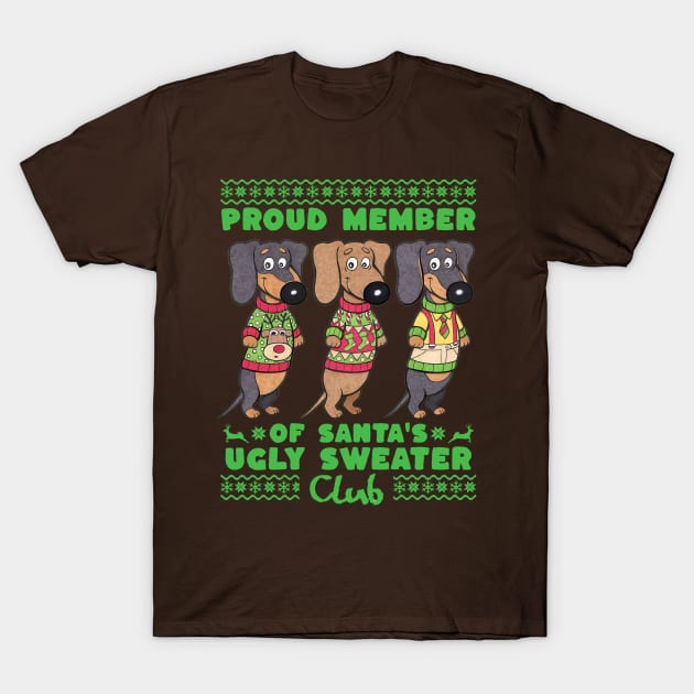 Funny Ugly Sweater Christmas Club T-Shirt by Danny Gordon Art